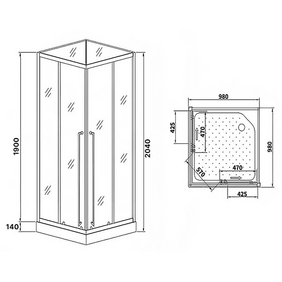 Душевая кабина Loranto 100х100 см CS-3008TMW-100L, чёрный/прозрачное - фото 3