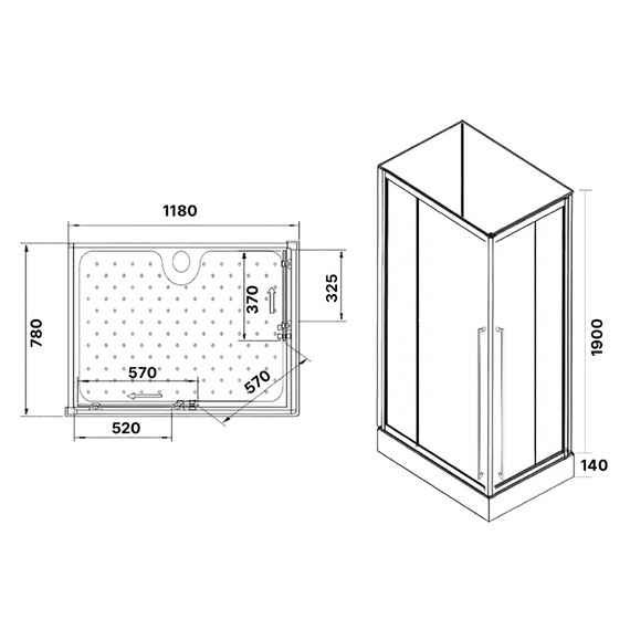 Душевая кабина Loranto 120х80 см CS-3008TMW-120L, чёрный/прозрачное - фото 3