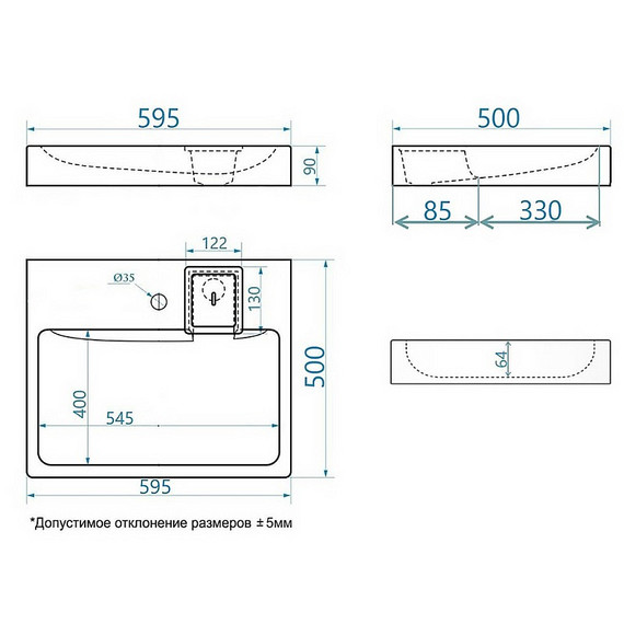 Раковина над стиральной машиной Azario SHARP NEW 60 см CS00105718 - фото 7