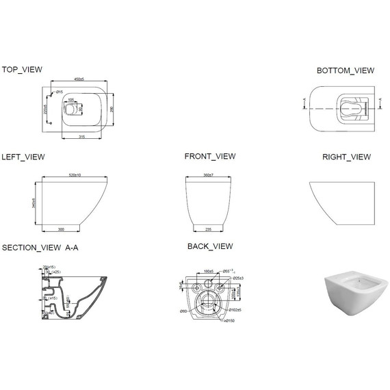 Унитаз подвесной безободковый Allen Brau Liberty 3 Tornado 4.33011.20 с тонкой крышкой микролифт (система смыва Торнадо) - фото 25