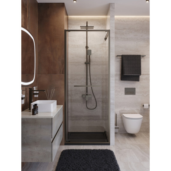 Душевая дверь Cezares Lux 70 см LUX-B-FS-1-70-C-GM, оружейная сталь/прозрачное - фото 