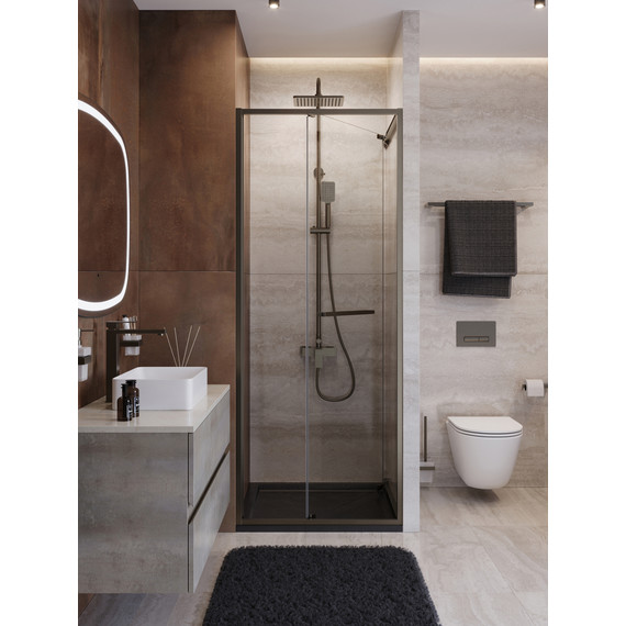 Душевая дверь Cezares Lux 80 см LUX-B-FS-1-80-C-GM, оружейная сталь/прозрачное - фото 3