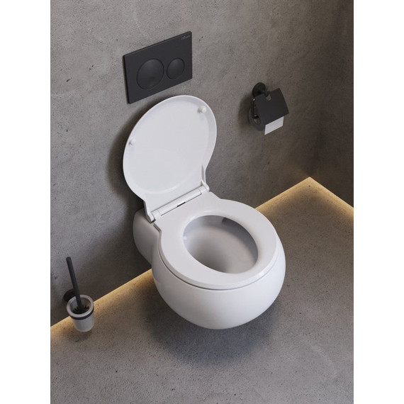 Унитаз подвесной безободковый Cezares Grande-Tor CZR-308-TH-TOR/SC с тонкой крышкой микролифт (система смыва Торнадо) - фото 6