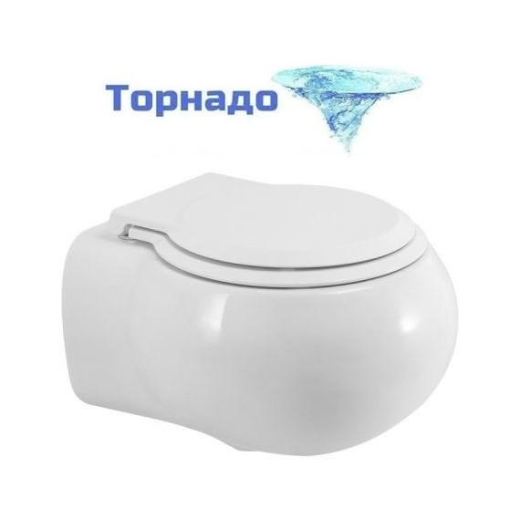 Унитаз подвесной безободковый Cezares Grande-Tor CZR-308-TH-TOR/SC с тонкой крышкой микролифт (система смыва Торнадо) - фото 