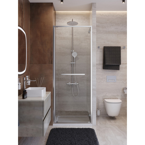 Душевая дверь Cezares Lux 80 см LUX-B-FS-1-80-C-CR, хром/прозрачное - фото 