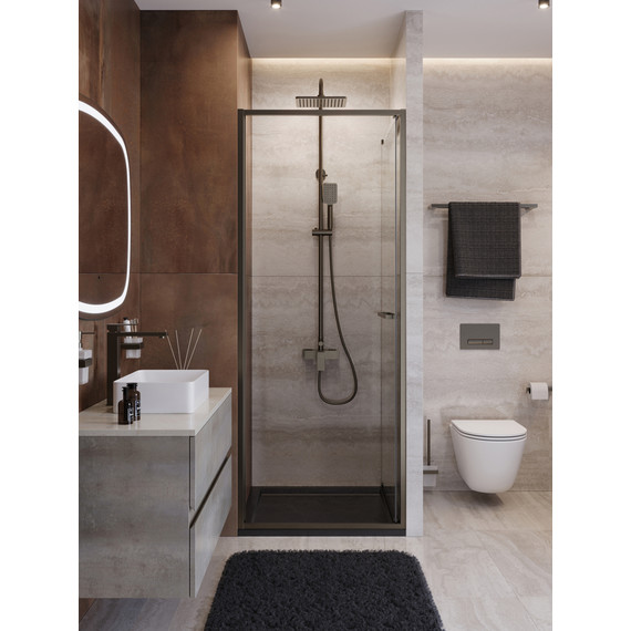 Душевая дверь Cezares Lux 80 см LUX-B-FS-1-80-C-GM, оружейная сталь/прозрачное - фото 4