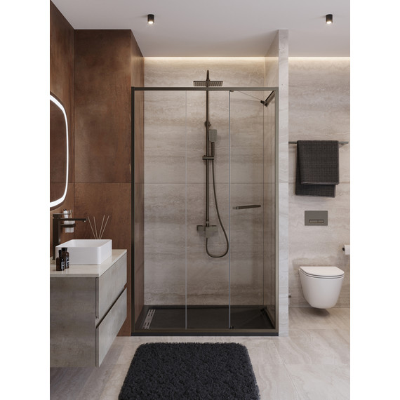 Душевая дверь Cezares Lux 120 см LUX-B-FS-11-120-C-GM, оружейная сталь/прозрачное - фото 3