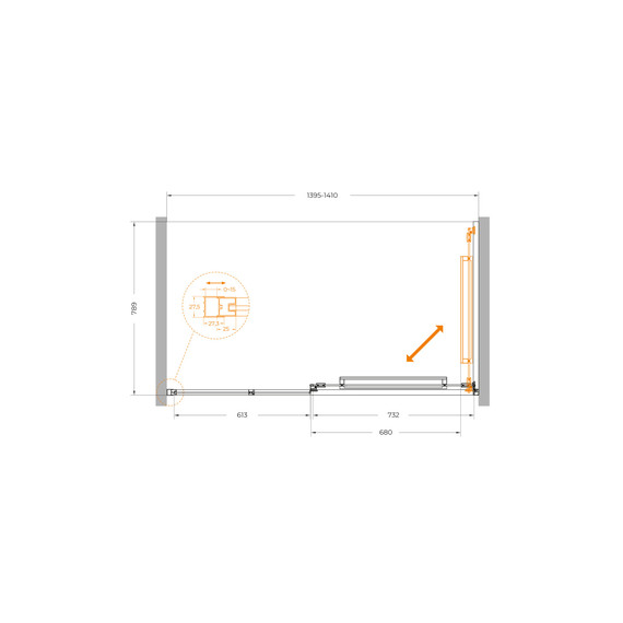Душевая дверь Cezares Lux 140 см LUX-B-FS-11-140-C-CR, хром/прозрачное - фото 5