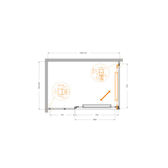 Душевое ограждение Cezares Lux 120x80 см LUX-AH-FS-11-120/80-C-GM, оружейная сталь/прозрачное - фото 12