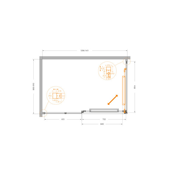 Душевое ограждение Cezares Lux 140x90 см LUX-AH-FS-11-140/90-C-CR, хром/прозрачное - фото 12