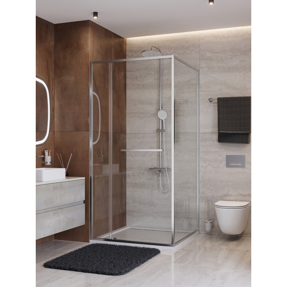 Душевое ограждение Cezares Lux 100x80 см LUX-AH-FS-11-100/80-C-CR, хром/прозрачное - фото 