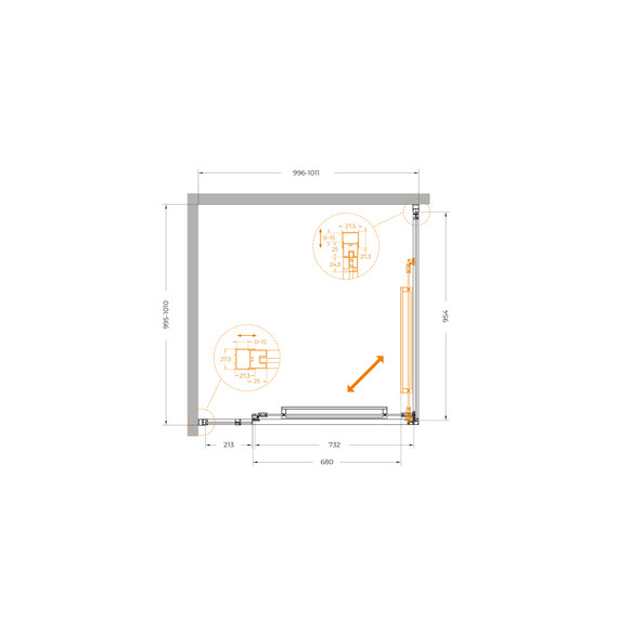 Душевое ограждение Cezares Lux 100x100 см LUX-A-FS-11-100-C-GM, оружейная сталь/прозрачное - фото 12