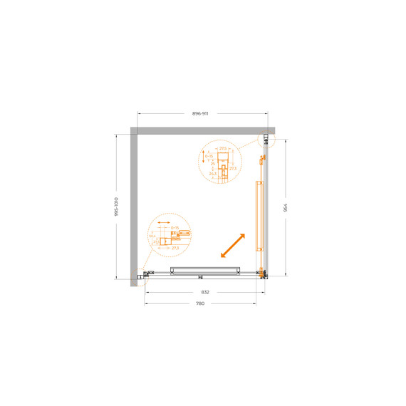 Душевое ограждение Cezares Lux 90x100 см LUX-AH-FS-1-90/100-C-GM, оружейная сталь/прозрачное - фото 10