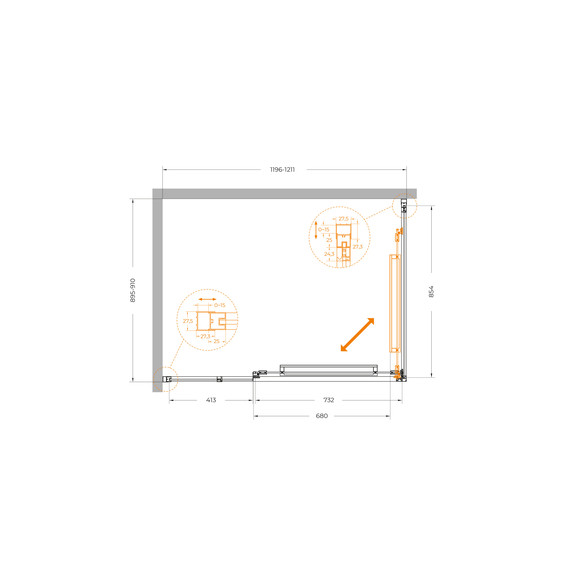 Душевое ограждение Cezares Lux 120x90 см LUX-AH-FS-11-120/90-C-GM, оружейная сталь/прозрачное - фото 12