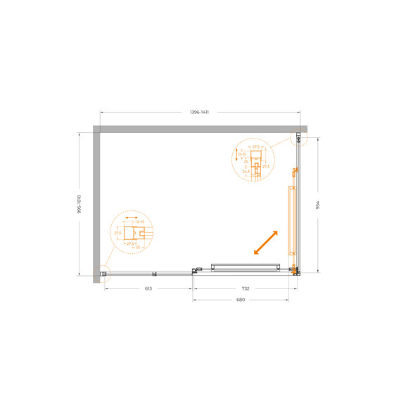 Душевое ограждение Cezares Lux 140x100 см LUX-AH-FS-11-140/100-C-GM, оружейная сталь/прозрачное - фото 12