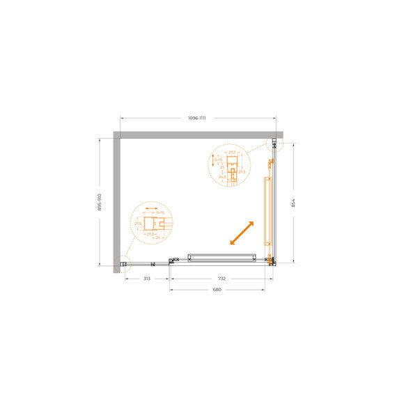 Душевое ограждение Cezares Lux 110x90 см LUX-AH-FS-11-110/90-C-GM, оружейная сталь/прозрачное - фото 12
