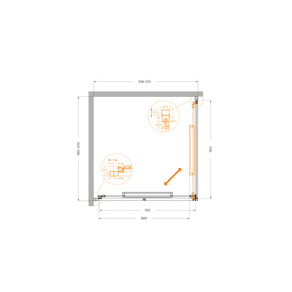 Душевое ограждение Cezares Lux 100x100 см LUX-A-FS-1-100-C-GM, оружейная сталь/прозрачное - фото 10