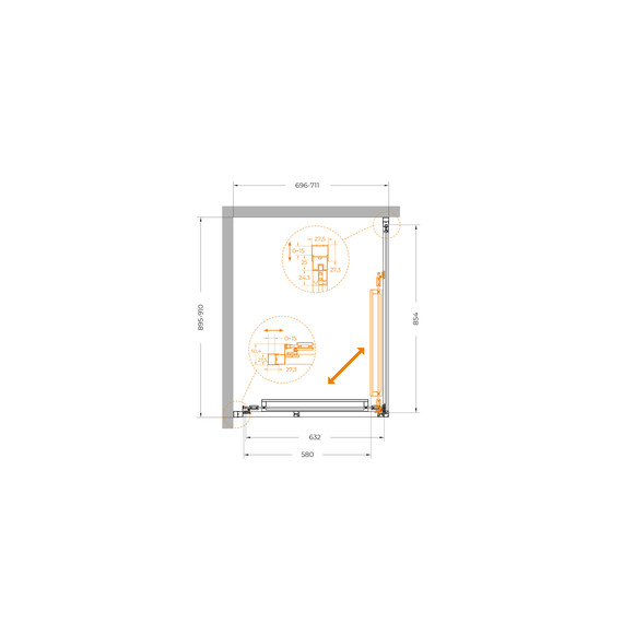 Душевое ограждение Cezares Lux 70x90 см LUX-AH-FS-1-70/90-C-CR, хром/прозрачное - фото 10