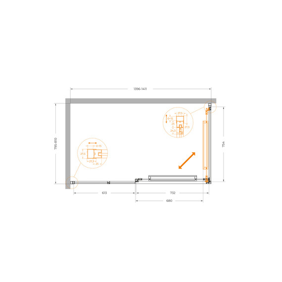 Душевое ограждение Cezares Lux 140x80 см LUX-AH-FS-11-140/80-C-GM, оружейная сталь/прозрачное - фото 12