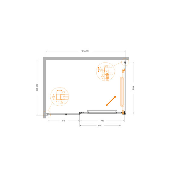 Душевое ограждение Cezares Lux 130x90 см LUX-AH-FS-11-130/90-C-GM, оружейная сталь/прозрачное - фото 12