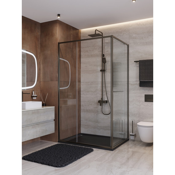 Душевое ограждение Cezares Lux 120x90 см LUX-AH-FS-11-120/90-C-GM, оружейная сталь/прозрачное - фото 3