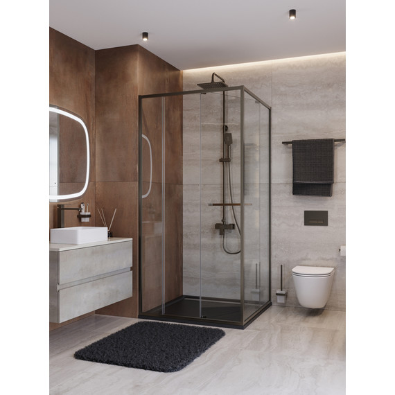 Душевое ограждение Cezares Lux 100x100 см LUX-A-FS-11-100-C-GM, оружейная сталь/прозрачное - фото 2