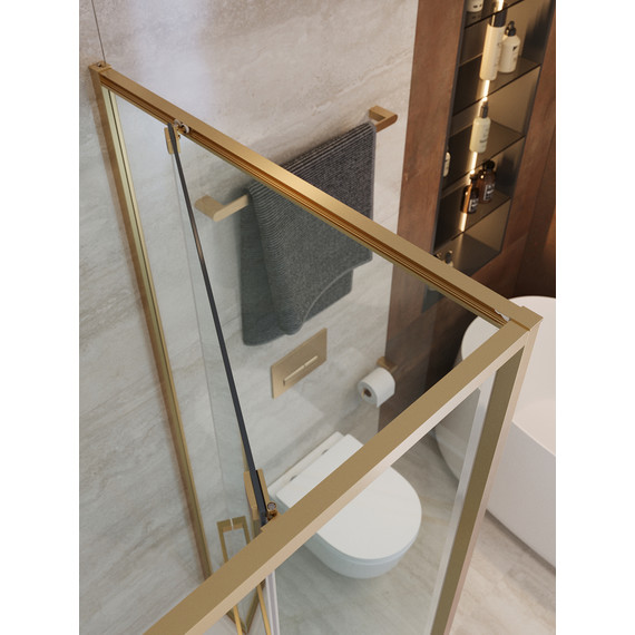 Душевое ограждение Cezares Lux 120x90 см LUX-AH-FS-11-120/90-C-BORO, брашированное золото/прозрачное - фото 11