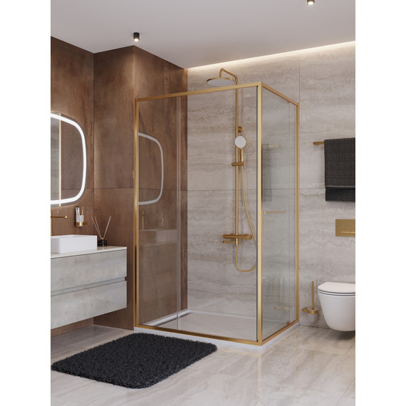 Душевое ограждение Cezares Lux 120x90 см LUX-AH-FS-11-120/90-C-BORO, брашированное золото/прозрачное - фото 3