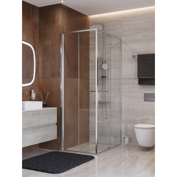 Душевое ограждение Cezares Lux 70x80 см LUX-AH-FS-1-70/80-C-CR, хром/прозрачное - фото 2