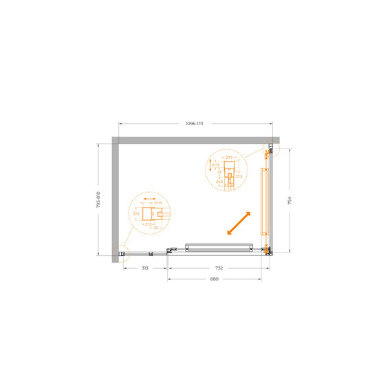 Душевое ограждение Cezares Lux 110x80 см LUX-AH-FS-11-110/80-C-GM, оружейная сталь/прозрачное - фото 12