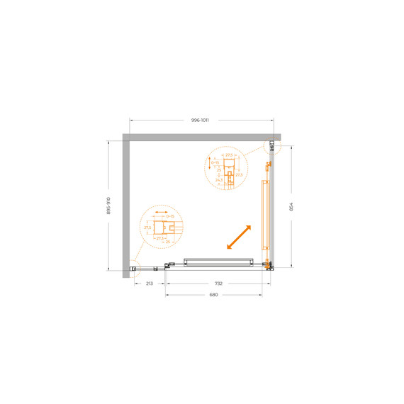 Душевое ограждение Cezares Lux 100x90 см LUX-AH-FS-11-100/90-C-CR, хром/прозрачное - фото 12