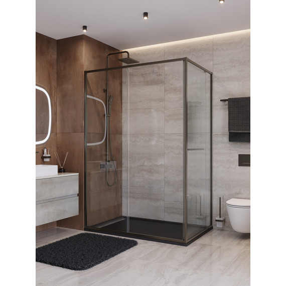 Душевое ограждение Cezares Lux 140x100 см LUX-AH-FS-11-140/100-C-GM, оружейная сталь/прозрачное - фото 3