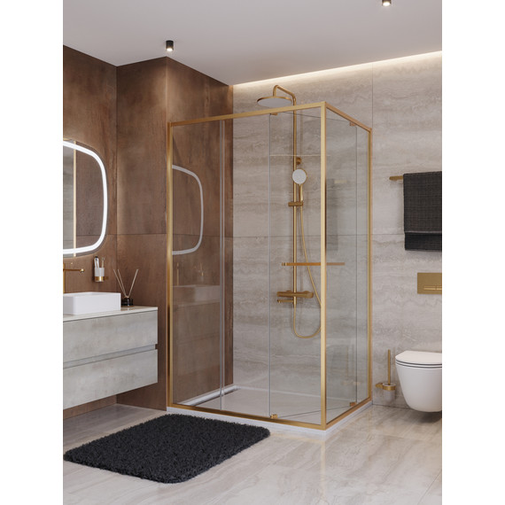 Душевое ограждение Cezares Lux 120x90 см LUX-AH-FS-11-120/90-C-BORO, брашированное золото/прозрачное - фото 2