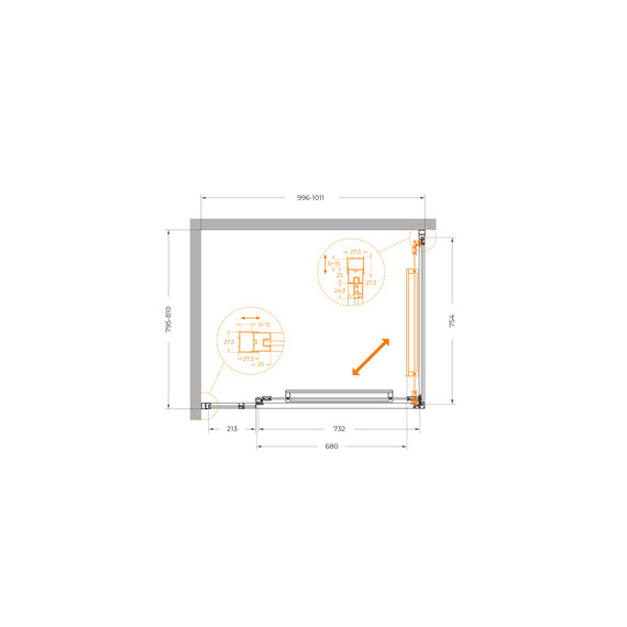 Душевое ограждение Cezares Lux 100x80 см LUX-AH-FS-11-100/80-C-CR, хром/прозрачное - фото 12