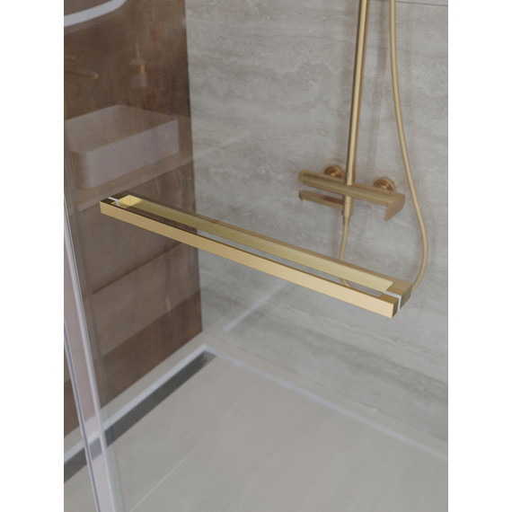 Душевое ограждение Cezares Lux 120x90 см LUX-AH-FS-11-120/90-C-BORO, брашированное золото/прозрачное - фото 8