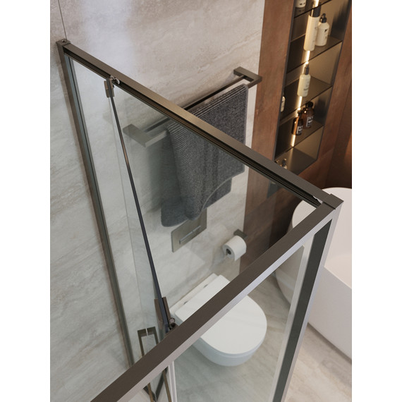 Душевое ограждение Cezares Lux 90x100 см LUX-AH-FS-1-90/100-C-GM, оружейная сталь/прозрачное - фото 9