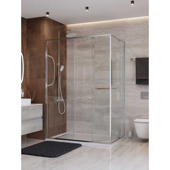 Душевое ограждение Cezares Lux 130x80 см LUX-AH-FS-11-130/80-C-CR, хром/прозрачное - фото 2