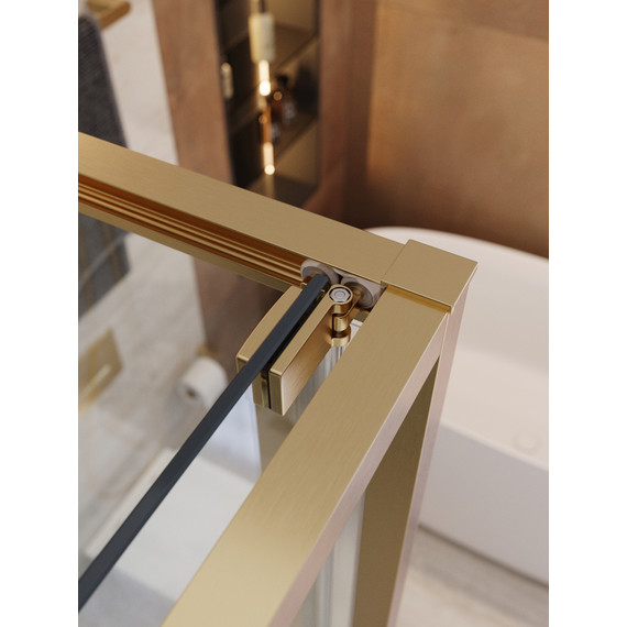 Душевое ограждение Cezares Lux 120x90 см LUX-AH-FS-11-120/90-C-BORO, брашированное золото/прозрачное - фото 10