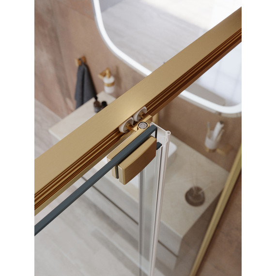 Душевое ограждение Cezares Lux 120x90 см LUX-AH-FS-11-120/90-C-BORO, брашированное золото/прозрачное - фото 7