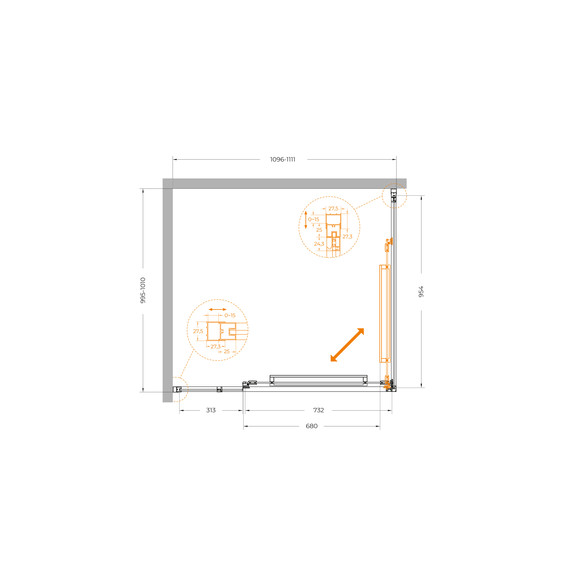 Душевое ограждение Cezares Lux 110x100 см LUX-AH-FS-11-110/100-C-CR, хром/прозрачное - фото 12