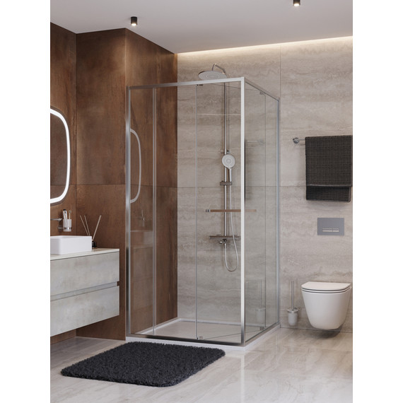 Душевое ограждение Cezares Lux 100x90 см LUX-AH-FS-11-100/90-C-CR, хром/прозрачное - фото 2