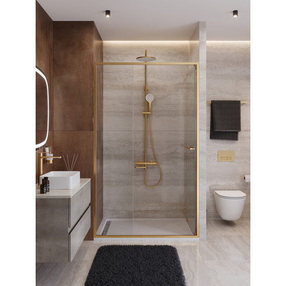 Душевая дверь Cezares Lux 120 см LUX-B-FS-11-120-C-BORO, брашированное золото/прозрачное - фото 4