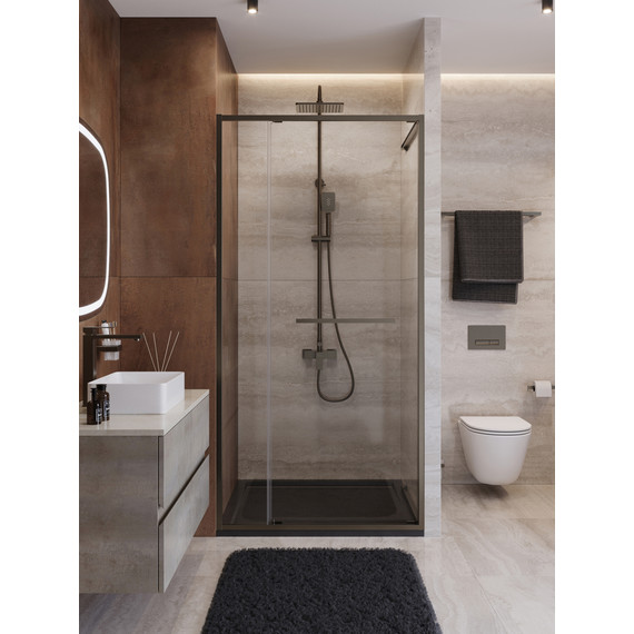 Душевая дверь Cezares Lux 100 см LUX-B-FS-11-100-C-GM, оружейная сталь/прозрачное - фото 