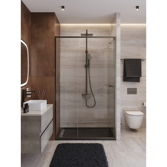 Душевая дверь Cezares Lux 130 см LUX-B-FS-11-130-C-GM, оружейная сталь/прозрачное - фото 4