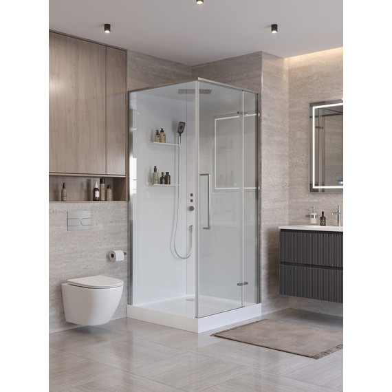 Душевое ограждение BelBagno Uno 90x90 см UNO-CAB-A-1-90-C-Cr-Bi-TOP-R, хром/прозрачное - фото 