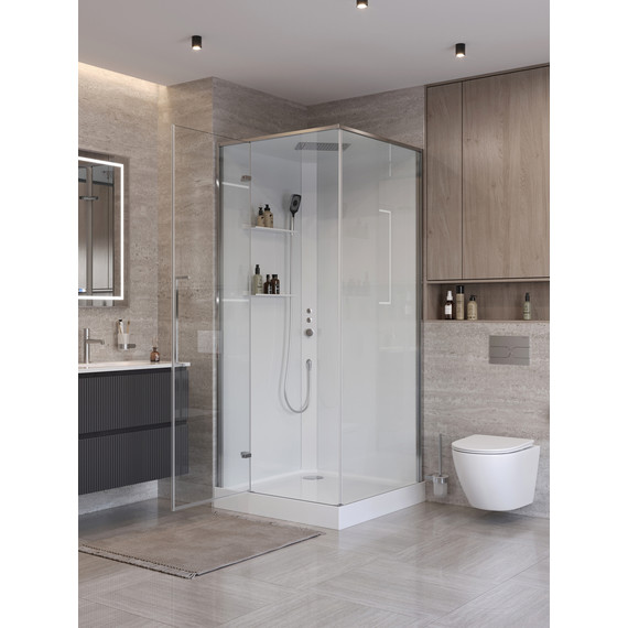 Душевое ограждение BelBagno Uno 90x90 см UNO-CAB-A-1-90-C-Cr-Bi-TOP-L, хром/прозрачное - фото 3