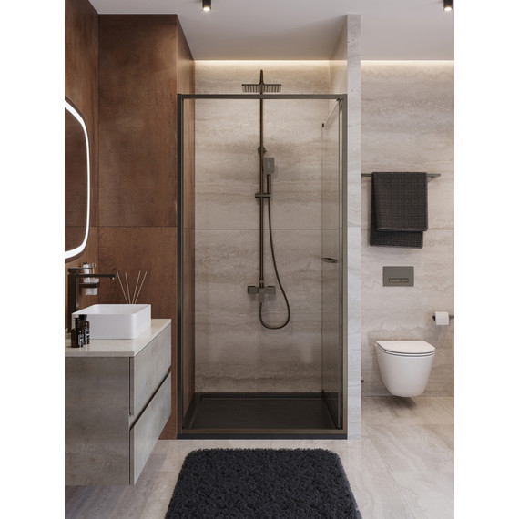 Душевая дверь Cezares Lux 90 см LUX-B-FS-1-90-C-GM, оружейная сталь/прозрачное - фото 4