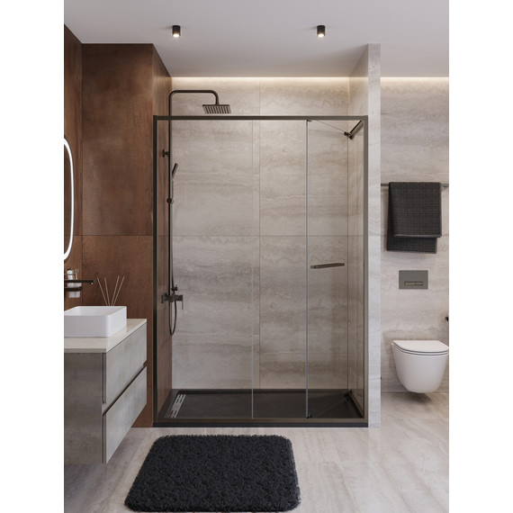 Душевая дверь Cezares Lux 140 см LUX-B-FS-11-140-C-GM, оружейная сталь/прозрачное - фото 3