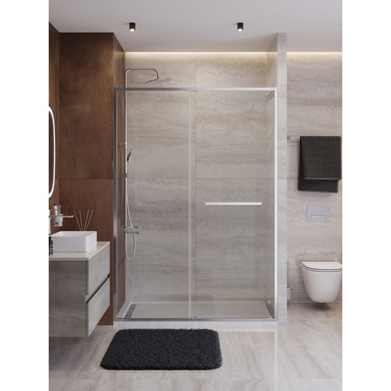 Душевая дверь Cezares Lux 140 см LUX-B-FS-11-140-C-CR, хром/прозрачное - фото 