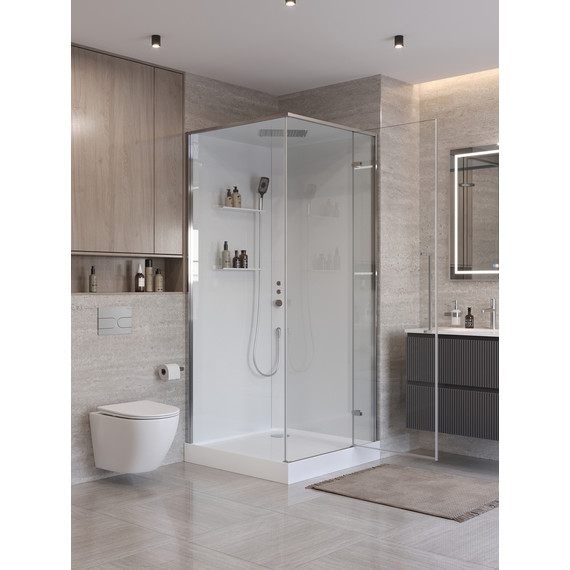 Душевое ограждение BelBagno Uno 90x90 см UNO-CAB-A-1-90-C-Cr-Bi-TOP-R, хром/прозрачное - фото 3